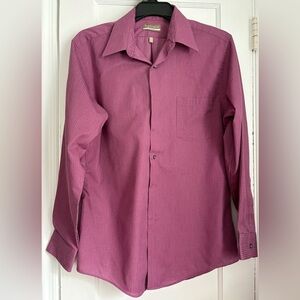 Van Heusen Fitted wWrinkle Free Satin Stripe Long Sleeves Dress Shirt Sz: 16 1/2